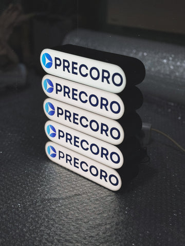 A rectangular lamp with rounded edges with your logo/text in the format 25x6x7 cm