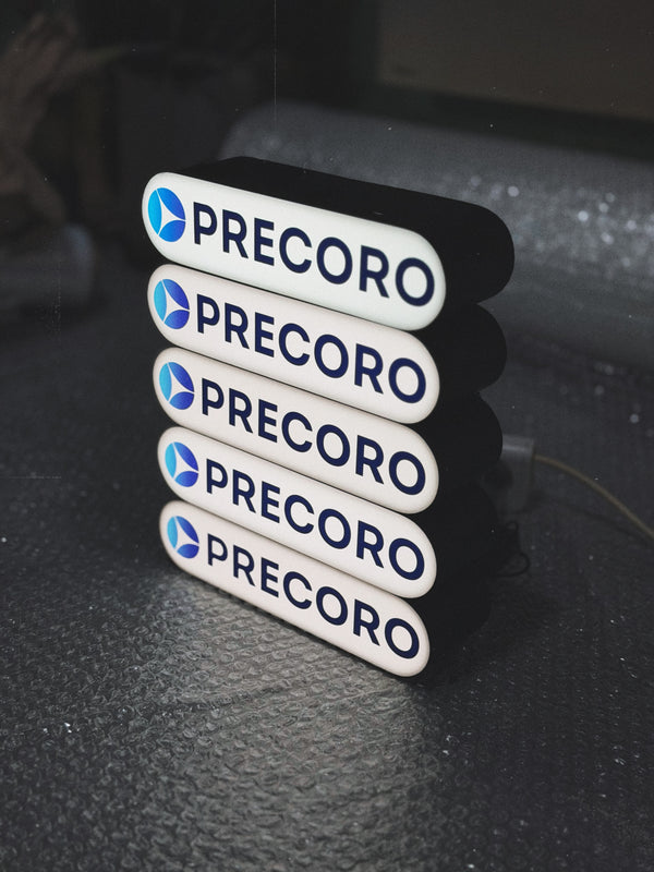 A rectangular lamp with rounded edges with your logo/text in the format 25x6x7 cm