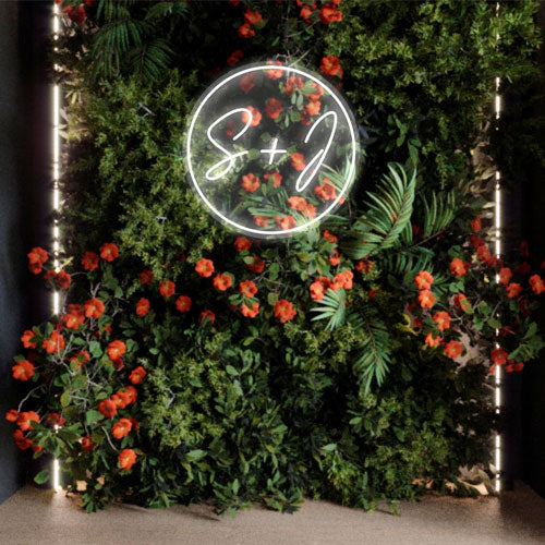 LED neon "Heart or circle with initials"