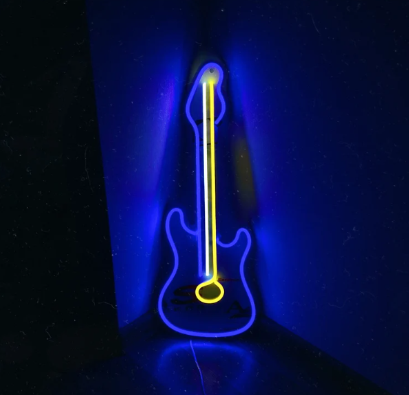 LED neon "Guitar with strings"