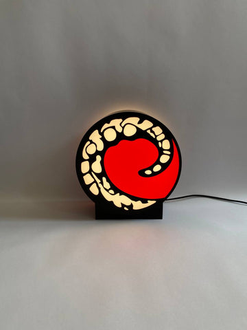 Round two-sided lamp on a stand with your logo/text in the format 25x25x12 cm